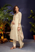 Linen Tissue Kurta Set With Jacquard Duppata For Women Sets