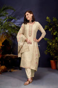 Linen Tissue Kurta Set With Jacquard Duppata For Women Sets