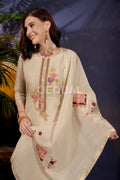 Linen Tissue Kurta Set With Jacquard Duppata Sets