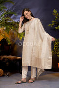 Linen Tissue Kurta Set With Jacquard Duppata Sets