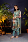 Orgenza Floral Printed Kurta Set With Jacquard Duppata Sets