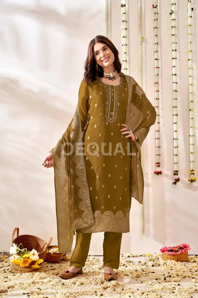 Orgenza Jacquard Printed Duppata Kurta Set Sets